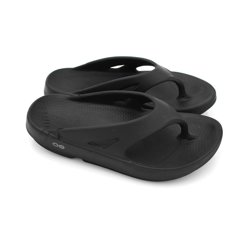 OOFOS Thong Sandals Womens Size 10 Black Recovery Slides Comfort Unisex Mens 8